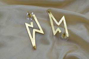 wholesale indian <b>fashion</b> <b>jewellery</b> Trending handmade goldplated brass stone stud earing for girls and women - Product Image 4