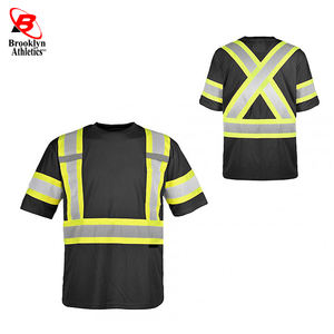 Hi Vis เสื้อยืดแขนสั้นเพื่อความปลอดภัยสีดําแบบสีย้อนแสงสองโทน - Product Image 6