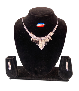 ชุดเครื่องประดับเพชรคลาสสิกสไตล์ B337-สร้อยคอและต่างหูหรูหราสำหรับงานแต่งงานวันครบรอบ - Product Image 2