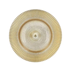 Ensemble d'assiettes de chargeur gaufrées marron design avec finition antique pour une table à manger élégante et une table de fête - Product Image 1