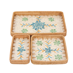 Vente en gros d'artisanat vadrouille plateau en rotin plateau de vadrouille pour servir de la nourriture nouvel article rotin de haute qualité en gros du Vietnam - Product Image 5