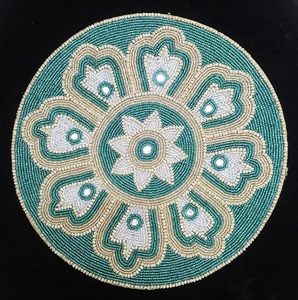 Handcrafted Round <b>Beaded</b> <b>Placemats</b> for Dining Table Wedding Christmas Decoration Family Gathering Parties - Product Image 1