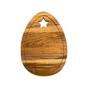 <b>Egg</b> Shaped Wood Cutting Board Serving Platter Eco-Friendly Dishwasher Safe Made Vietnam for Easter Holiday Decoration - Product Image 1