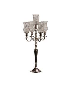 Candelabre vintage en aluminium plaqué or de luxe, avec cristaux scintillants, pour la décoration de mariage et de fête, articles de décoration de haute qualité - Product Image 4