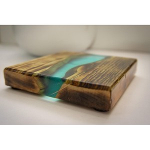 <b>Top</b> Quality Customize Coaster Customized Acacia Wood Epoxy <b>Resin</b> coaster for Glass Cup Mug for Home and Office Uses - Product Image 6