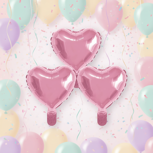 Palloncini in Foil a Forma di Cuore Rosa per Feste, 10 Pollici, Confezione da 12 Pezzi - Product Image 3
