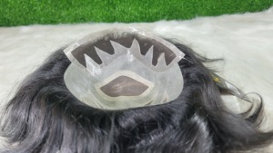 Perruque de remplacement de haute qualité en cheveux indiens Remy, modèle MGM, densité 100%, nouée à la main, nœuds en V, base en dentelle et PU - Product Image 2
