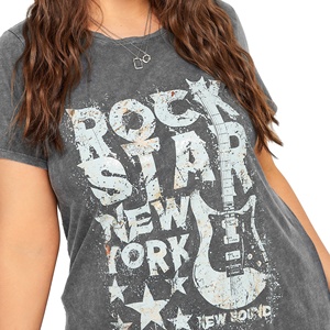 เสื้อยืดผ้าซักลายกรดไซส์ใหญ่พิเศษสำหรับผู้หญิงพิมพ์สกรีนลายตามสั่งสำหรับวัยรุ่นขนาดพิเศษ - Product Image 5