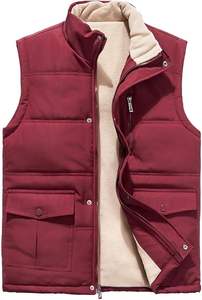 Gilet d'extérieur d'hiver décontracté pour hommes 2025 avec doublure en polaire matelassée en coton fermeture à glissière coupe-vent sans manches - Product Image 5