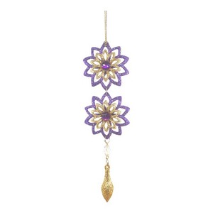 Décoration de Noël, Nouvel An et Fêtes du Printemps de Haute Qualité : Ornement Suspendu en Acrylique Scintillant Bleu et Doré en Forme de Fleur pour la Maison - Product Image 5