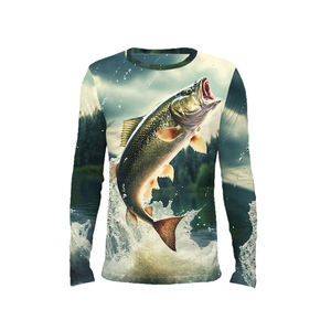 Camiseta de Pesca de Manga Larga de Poliéster/Algodón Sublimada Personalizada, de Secado Rápido, Transpirable, Resistente al Viento, con Protección Solar UPF 50+, Talla Grande - Product Image 2