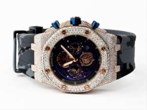 นาฬิกาข้อมือผู้ชายแบบอนาล็อก ดีไซน์เรขาคณิต ตัวเรือนสแตนเลสแท้ ประดับเพชรแท้ ราคาประหยัด - Product Image 1