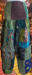 Sarouel d'été en rayonne pour femme avec taille élastique Design patchwork multicolore et poches Pantalon de vêtements de festival - Product Image 6