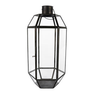 Modern Geometric Glass Lantern Indoor Outdoor Hanging <b>Candle</b> Holder <b>Large</b> Black Metal Decorative Lantern for Wedding Centerpiece - Product Image 2
