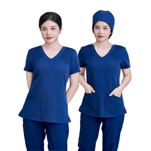 ชุดยูนิฟอร์มพยาบาลแบบยืดได้ คอตั้ง แขนสั้น เสื้อคลุมผู้ป่วยในโรงพยาบาล เสื้อสครับสั่งทำได้ MOQ ต่ำ/มีตัวอย่างฟรี - Product Image 1