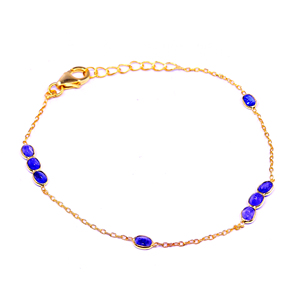 สร้อยข้อเท้าแบบปรับได้สำหรับสตรีอัญมณี Tanzanite ใส่ในงานแต่งงาน925เงินสเตอร์ลิงต่ำ - Product Image 1