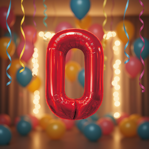 Globo de Fiesta con Número Rojo N0 de 80cm, Paquete de 12 Unidades - Product Image 3