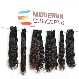 Vente en gros de cheveux humains indiens Remy lisses non traités et crépus, longs et ondulés pour femme noire, machine à double trame avec un doner vierge et temple - Product Image 4