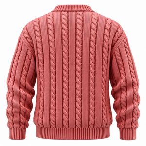 Suéter de cuello redondo estructurado para hombre con textura de cable trenzado y cintura acanalada, tejido personalizado, venta al por mayor de fábrica, etiqueta privada - Product Image 2