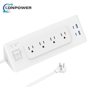 Trắng 6.5 ft đa cắm cáp mở rộng 15 amps/1200 Joules bảo vệ tăng điện dải <span class=keywords><strong>4</strong></span> Ổ cắm ổ cắm điện Extender cắm - Product Image 1