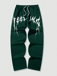 Modern Men's Printed Sweatpants Custom Logo-Waterproof Breathable Polyester/Cotton Blend <b>Elastic</b> Waist Multi-Pocket High Street - Product Image 6