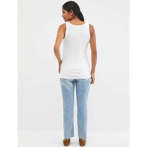 Women's Woven Side Ruched Scoop Neck Maternity Tank <b>Top</b> Soft Stretch Breathable Sleeveless <b>Pregnancy</b> Embroidery Streetwear - Product Image 4