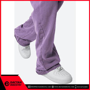 High Quality Men's Streetwear Flare Sweatpants Jogger Lightweight Cotton <b>Elastic</b> <b>Waistband</b> Stacked Design - Product Image 5