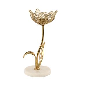 Bougeoir élégant Urli T-Light Bougeoir traditionnel en métal Base en marbre Fait à la main Écologique Décoration de la maison Chambre Pooja - Product Image 3