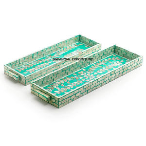 Juego de dos bandejas de chocolate con perlas Madre, mesa hecha a mano, nuevo plato de Chocolate, clásico, elegante, nueva bandeja de madera para servir - Product Image 1