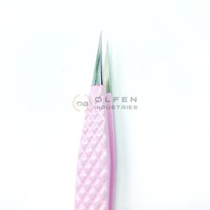 Pinzas de pestañas de acero inoxidable Rosa bebé personalizadas agarre de diamante de aislamiento de punto recto con logotipo personalizado - Product Image 6