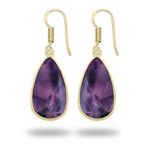 ต่างหูผู้หญิงขายส่ง ต่างหูพลอยอะมีทิสต์ หินประจำเดือนเกิด ของขวัญคริสต์มาส เครื่องประดับทำมือ ต่างหูทองเหลืองชุบเงิน - Product Image 6