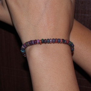 Natural Fire Ethiopian <b>Opal</b> Beaded <b>Bracelet</b> for Women Vintage Fire <b>Opal</b> Beaded <b>Bracelet</b> Black <b>Opal</b> Jewelry Gift for Her - Product Image 4