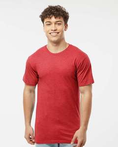 Tultex T-shirt Streetwear rouge chiné lourd personnalisé pour homme polyvalent 50/50 coton filé à l'anneau/polyester 100% coton - Product Image 1