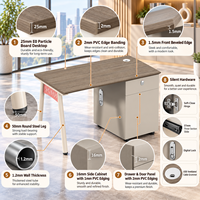 Bureau de bureau moderne avec meuble de rangement, gestion des câbles et conception modulaire pour l'espace de travail des employés