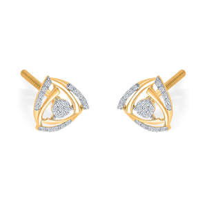 Pendientes de botón chapados en oro de 14k Trigon para mujer con circonita y perla, joyería de compromiso moderna - Product Image 4