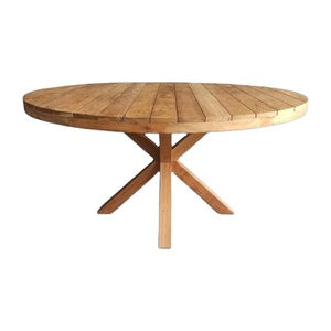 Round <b>Table</b> Teak Wood <b>Dining</b> <b>Table</b> Slatted with Modern Style For Home Furniture Decoration and Garden Set - Product Image 1