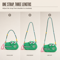Sac à bandoulière pour téléphone portable en forme de crocodile de dessin animé, pochette à double sangle pour usage quotidien