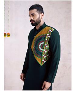 Árabe indio Punjabi Kurtassalwarkurta diseño para hombres Boda Verde último estilo AchkanBandhgalaSherwani tela - Product Image 3