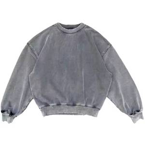 Hip Hop Distressed Crew Neck Cropped Sweatshirts Logo personnalisé Poids moyen Coton Vintage Washed Streatwear Sweat pour hommes - Product Image 1