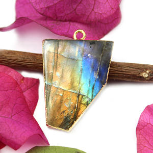 Collier à caution unique faisant connecteur or galvanisé authentique Labradorite dalle pierres précieuses bijoux à bricoler soi-même trouver des composants - Product Image 2