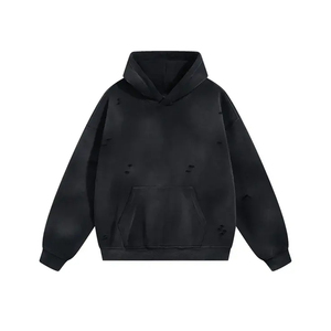 Factory Direct Custom Oversize Distressed Hoodies <b>for</b> Men Acid <b>Wash</b> Style 100% Cotton Embroidered Street Style Winter Bulk <b>Sale</b> - Product Image 2