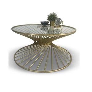 Mesa de centro de lujo con tapa de vidrio y mármol Diseño moderno Decoración de la sala de estar - Product Image 4