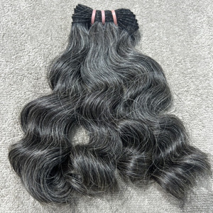 Bán buôn Bạc grey tóc con người <span class=keywords><strong>Weave</strong></span> bó tự nhiên Virgin Remy grey tóc sợi ngang phần mở rộng Nhà máy cung cấp - Product Image 2