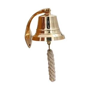 Elegante campana de barco de latón macizo pulido colgante de pared náutico para decoración del hogar y accesorios de regalo para la escuela universitaria - Product Image 4
