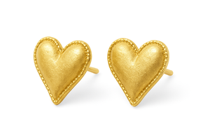 ต่างหูสตั๊ดรูปหัวใจแบบเรียบ925ต่างหูสตั๊ดเงินสเตอร์ลิงพร้อมต่างหูชุบทอง - Product Image 2
