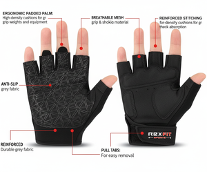 Servicios ODM, Precio Razonable, Guantes de Gimnasio de Medio Dedo, Guantes con Soporte para Muñeca, Guantes de Gimnasio Transpirables Unisex, Guantes de Levantamiento - Product Image 6