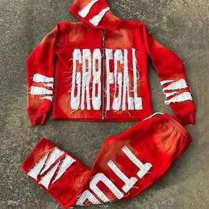 Jersey de entrenamiento para correr personalizable para hombre, chándal de lana cómodo de dos piezas con capucha de gran tamaño, estampado de invierno - Product Image 6