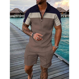 Ensemble t-shirt et short pour homme en tissu polaire respirant pour l'été, avec position et couleur de logo personnalisés - Product Image 5