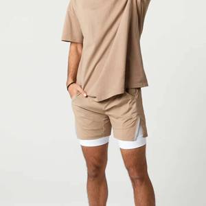 Plus lisse et plus doux 80% Nylon 20% élasthanne Chai hommes Compression doublé tissé Baggy entraînement court avec poches avant - Product Image 2