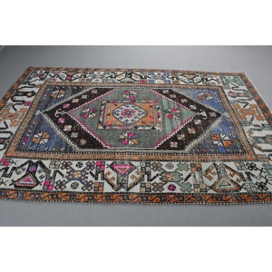 พรมขนาด 5.3x8.6 ฟุต, พรมตุรกีโบราณ, พรมลายดอกไม้สีน้ำเงิน - Product Image 2